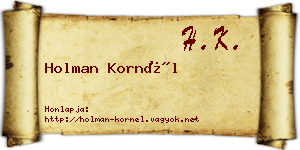 Holman Kornél névjegykártya